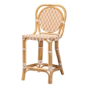 bali & pari Mattie Rattan Bistro Counter Stool - Handwoven Accent Seating with Backrest for Kitchen Island or Indoor/Outdoor Lounge, Beige